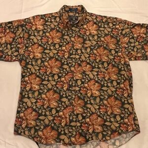 Chaps Ralph Lauren Mens L Button Down Floral Raspberry Vine Long Sleeve Shirt